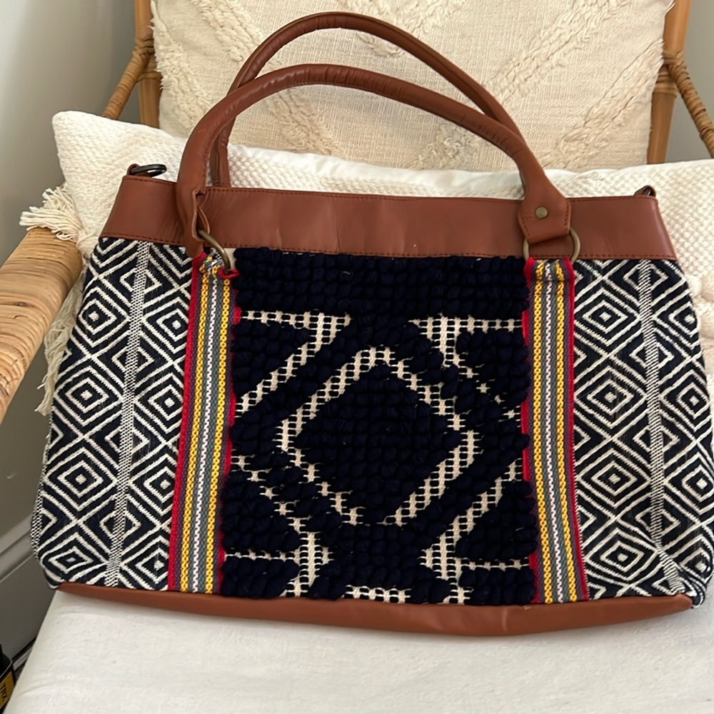 NWOT Noonday Bag with Ribbon and Crochet Detail